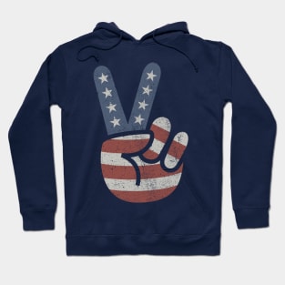 Peace Love Hand USA Flag Vintage Solid Hoodie